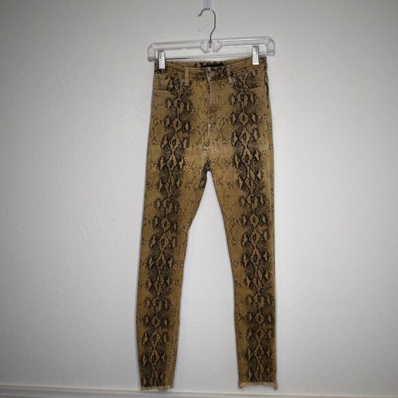 Zara Python Snake Pants Jeans Sz 2 Stretchy High Rise Skinny Ankle Grunge Rock - Picture 1 of 16